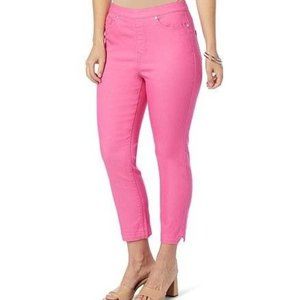 Diane Gilman New Classic Stretch Split Hem Pull-On Capri 793-221 Pink Large Tall